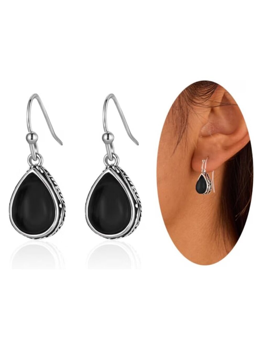Vintage Teardrop Dangle Earrings Silver Drop Women Trendy